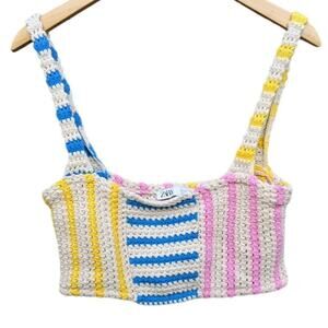 Zara S Pastel Knit Crop Top Feminine Festival Wear Bubblegum Brat Cottage Summer